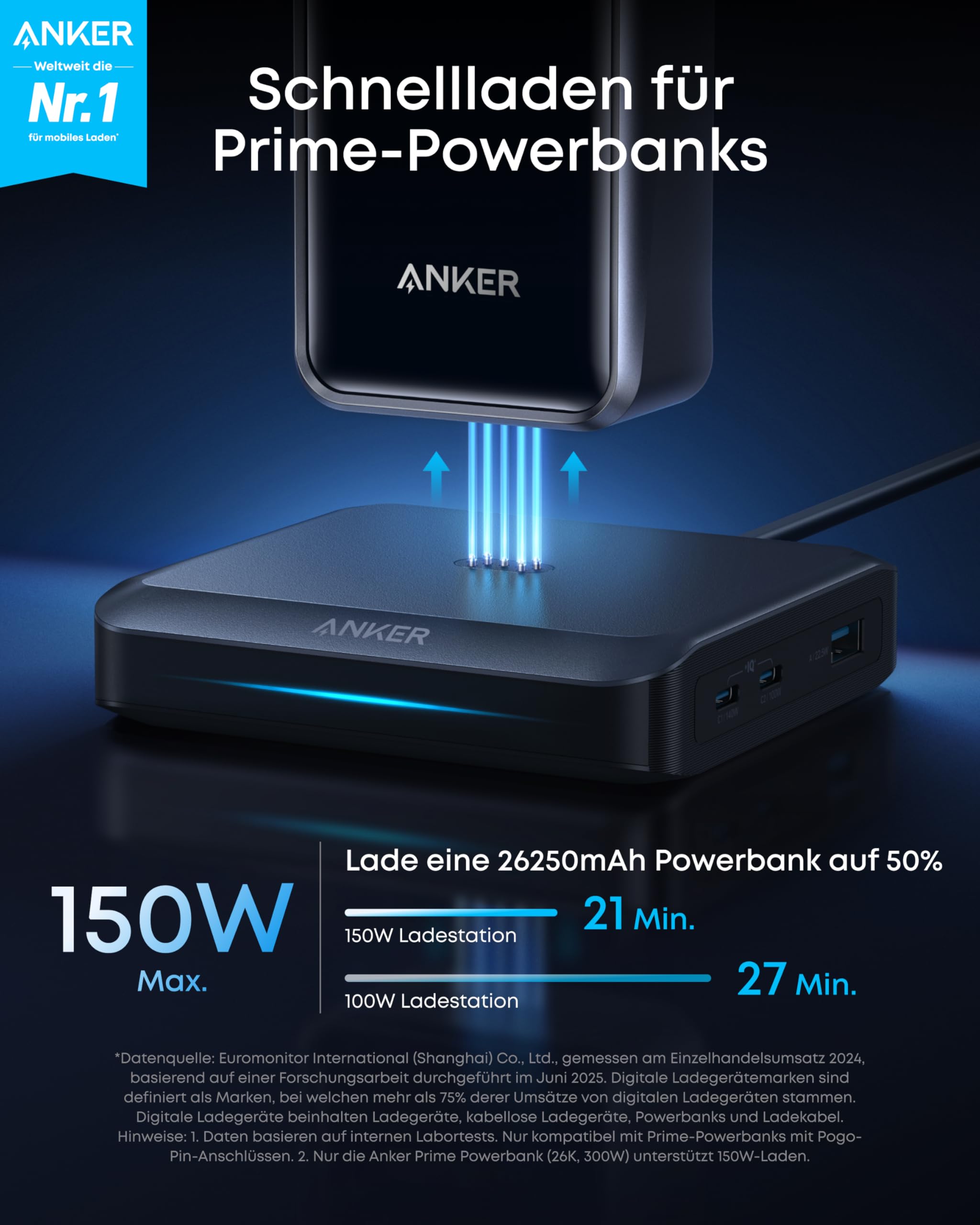 anker-prime-ladebasis-150w-ladestation-3-ports-ohne-powerbank image 2