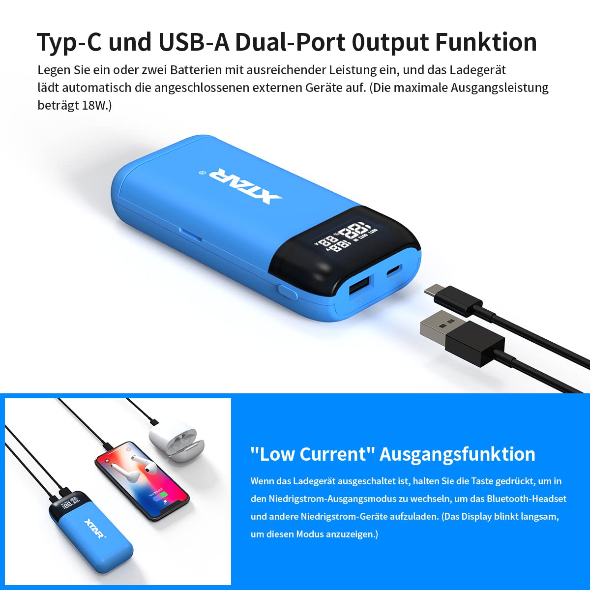 xtar-pb2sl-pb-charger-18650-21700-blau-ohne-akku image 4