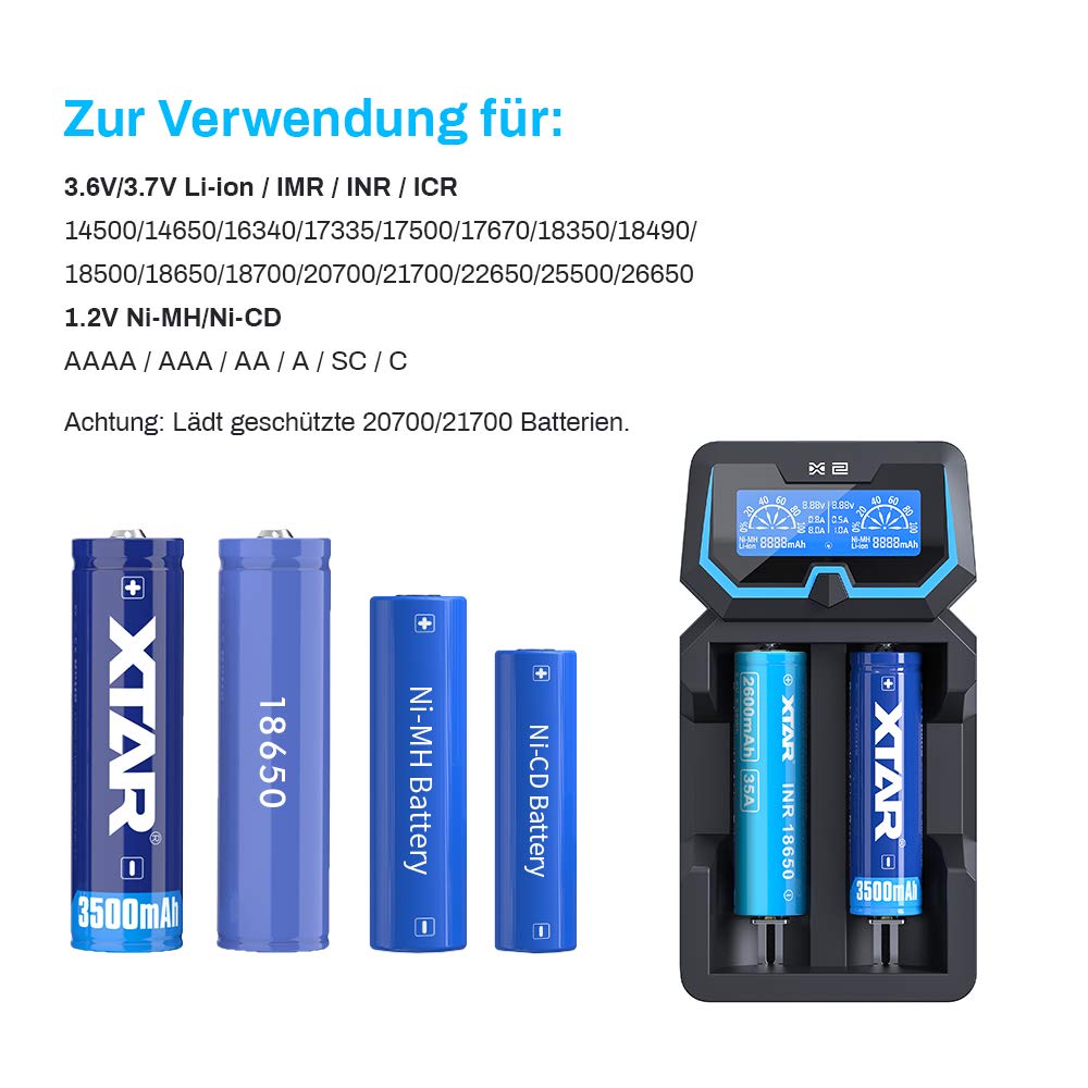xtar-x2-speedy-charger-2-slot-2a-schnellladen-lcd image 2