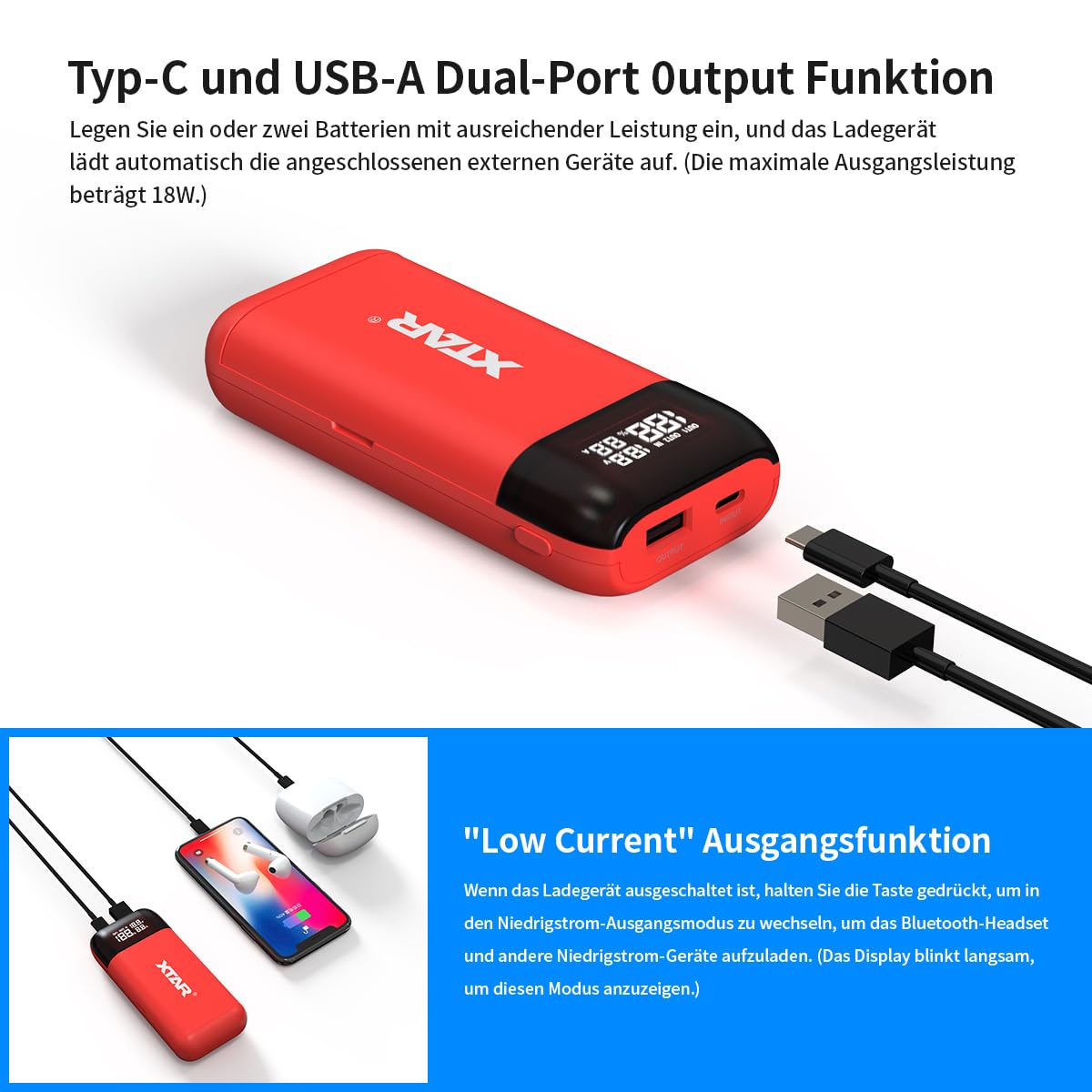 xtar-pb2sl-akku-ladeger-t-18650-21700-rot-powerbank image 3