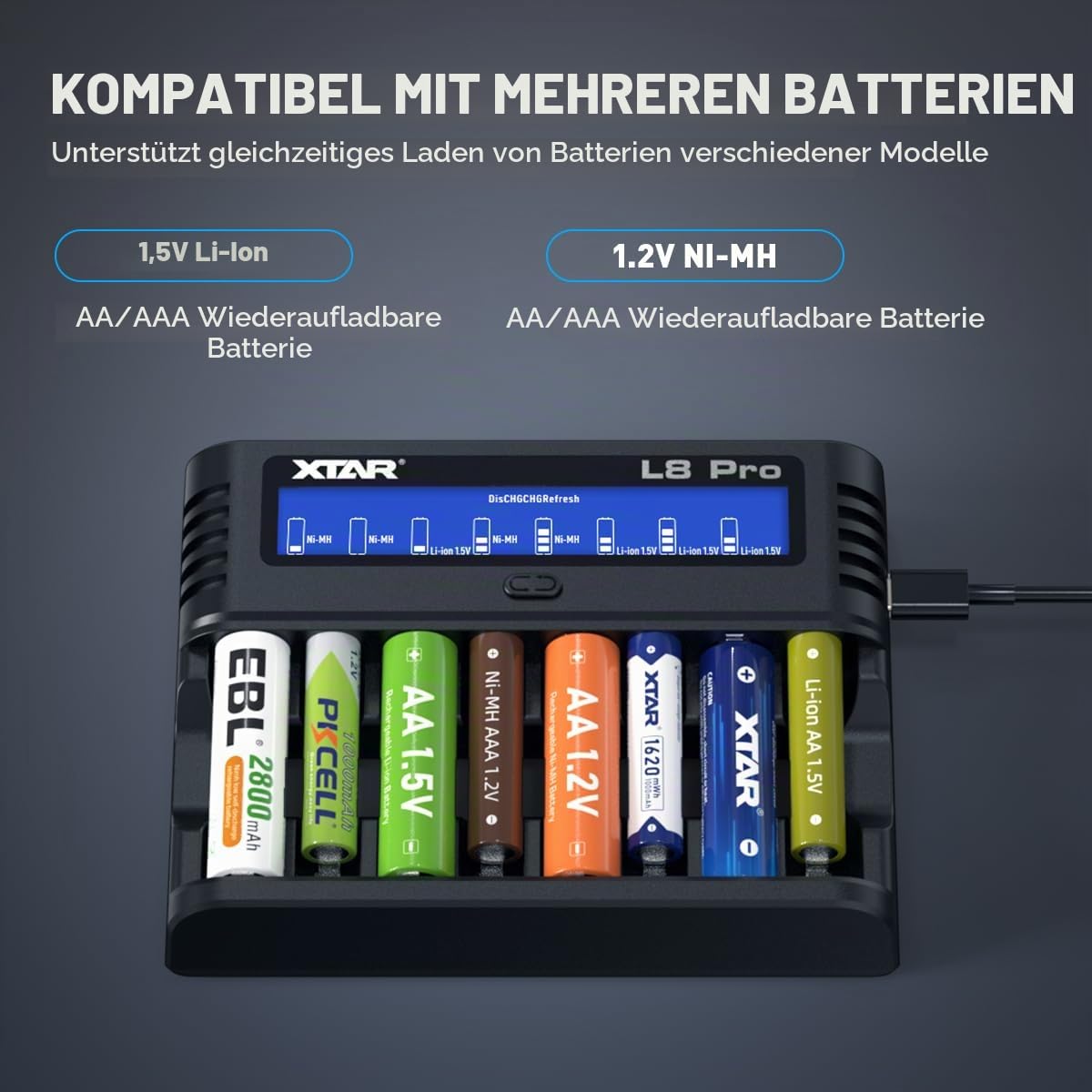 xtar-l8-pro-8-fach-ladeger-t-aa-aaa-usb-c-mit-lcd-refresh image 4