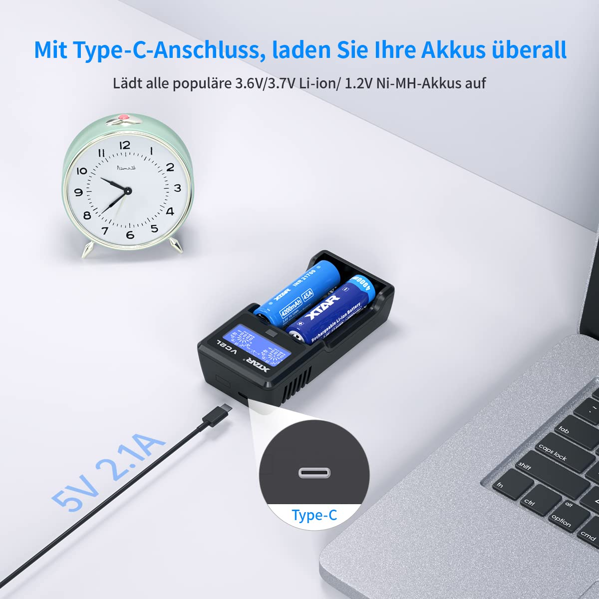 xtar-vc2l-18650-ladeger-t-2-schacht-usb-c-lcd-aa-aaa image 2
