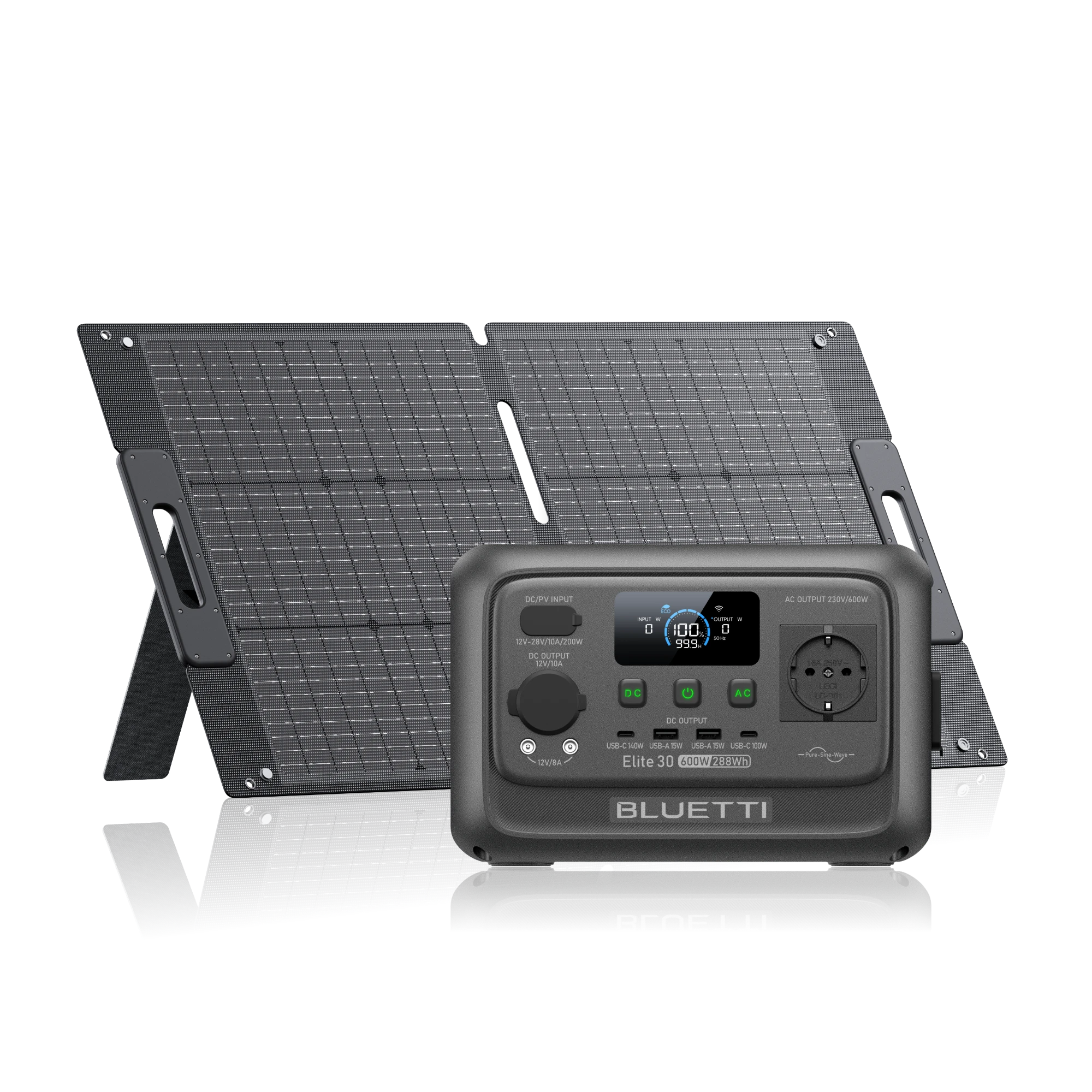 bluetti-elite-30-v2-powerstation-288wh-600w-100w-kit image 1