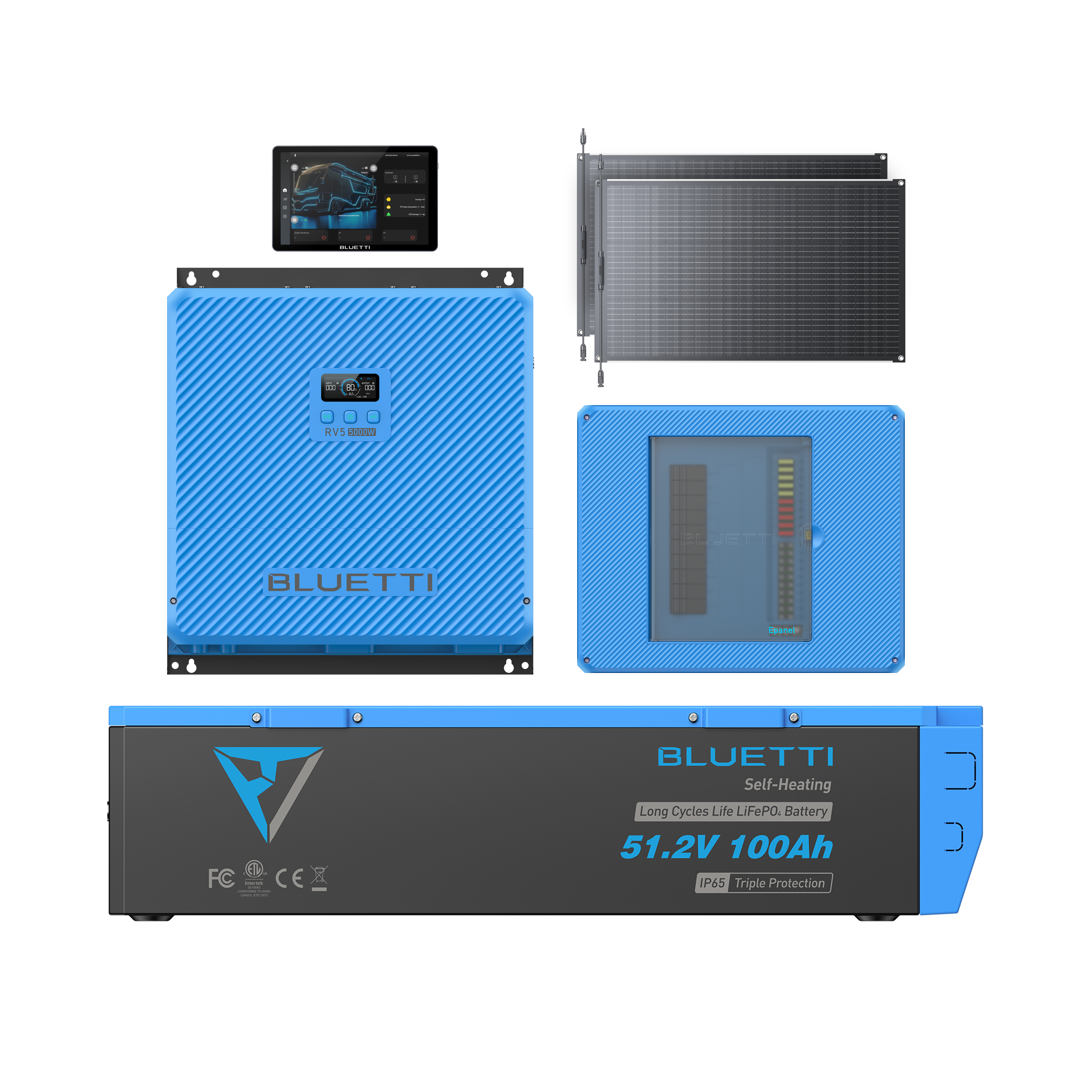 bluetti-charger-rv5-b4810-epanel-epad-200w-set image 1