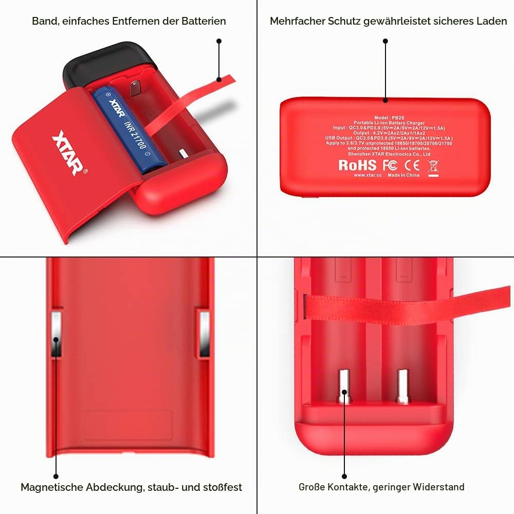 xtar-pb2s-ladeger-t-18650-akkuladeger-t-rot-mit-powerbank image 6