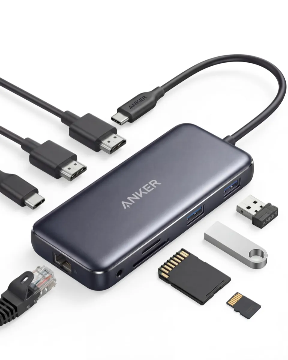 anker-chargers-8-in-1-usb-c-hub-2x-hdmi-4k-85w-schwarz image 1