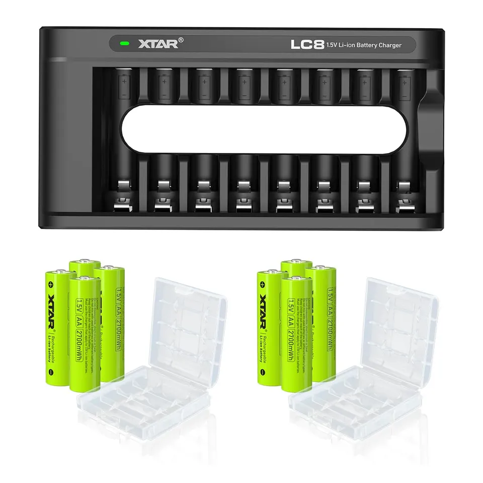 xtar-retail-special-charger-aa-akku-set-8x-1-5v-lc8 image 1