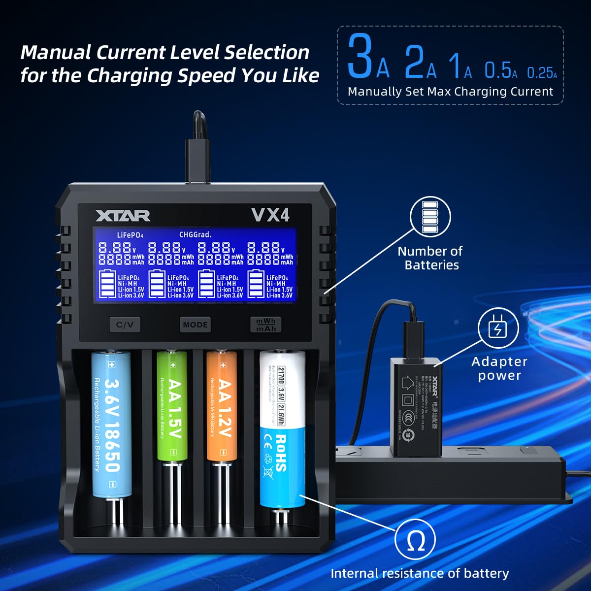 xtar-vx4-v2-mix-charger-akku-ladeger-t-4-schacht-tester image 4