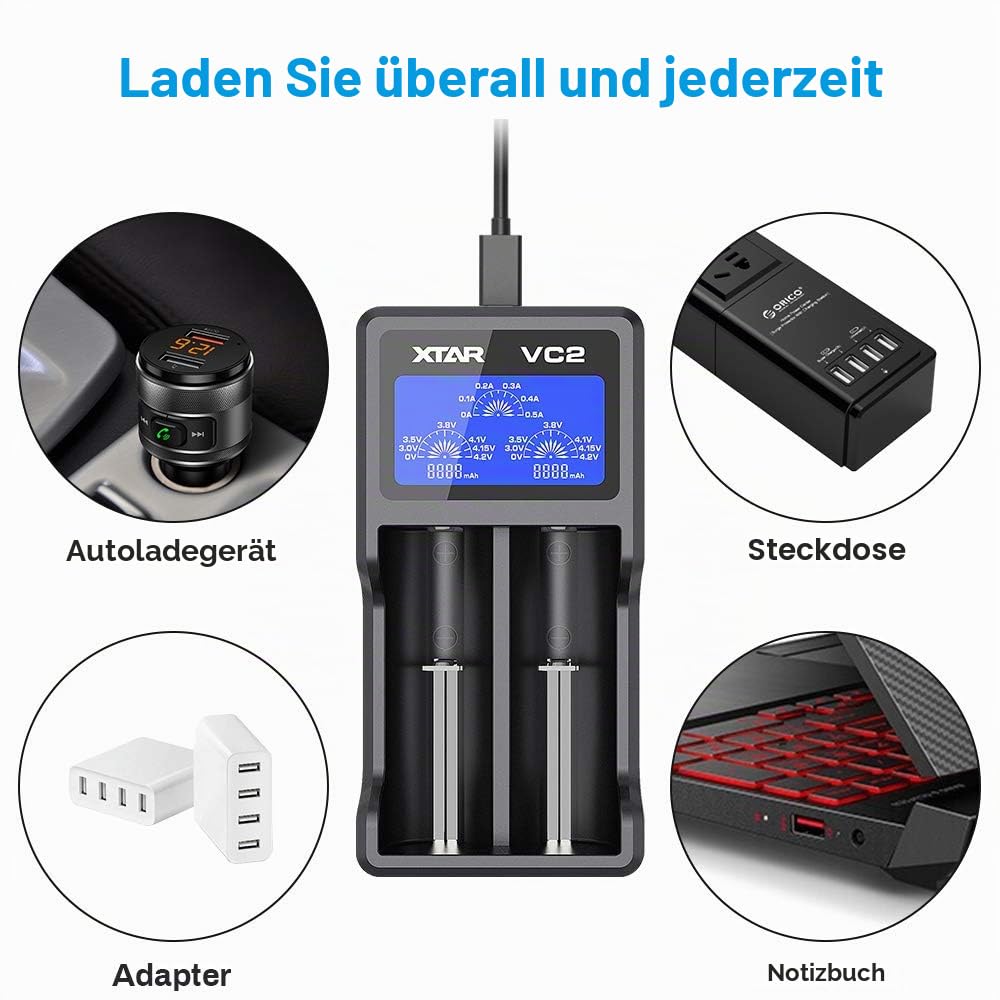 xtar-vc2-18650-ladeger-t-2-slot-mit-lcd image 4