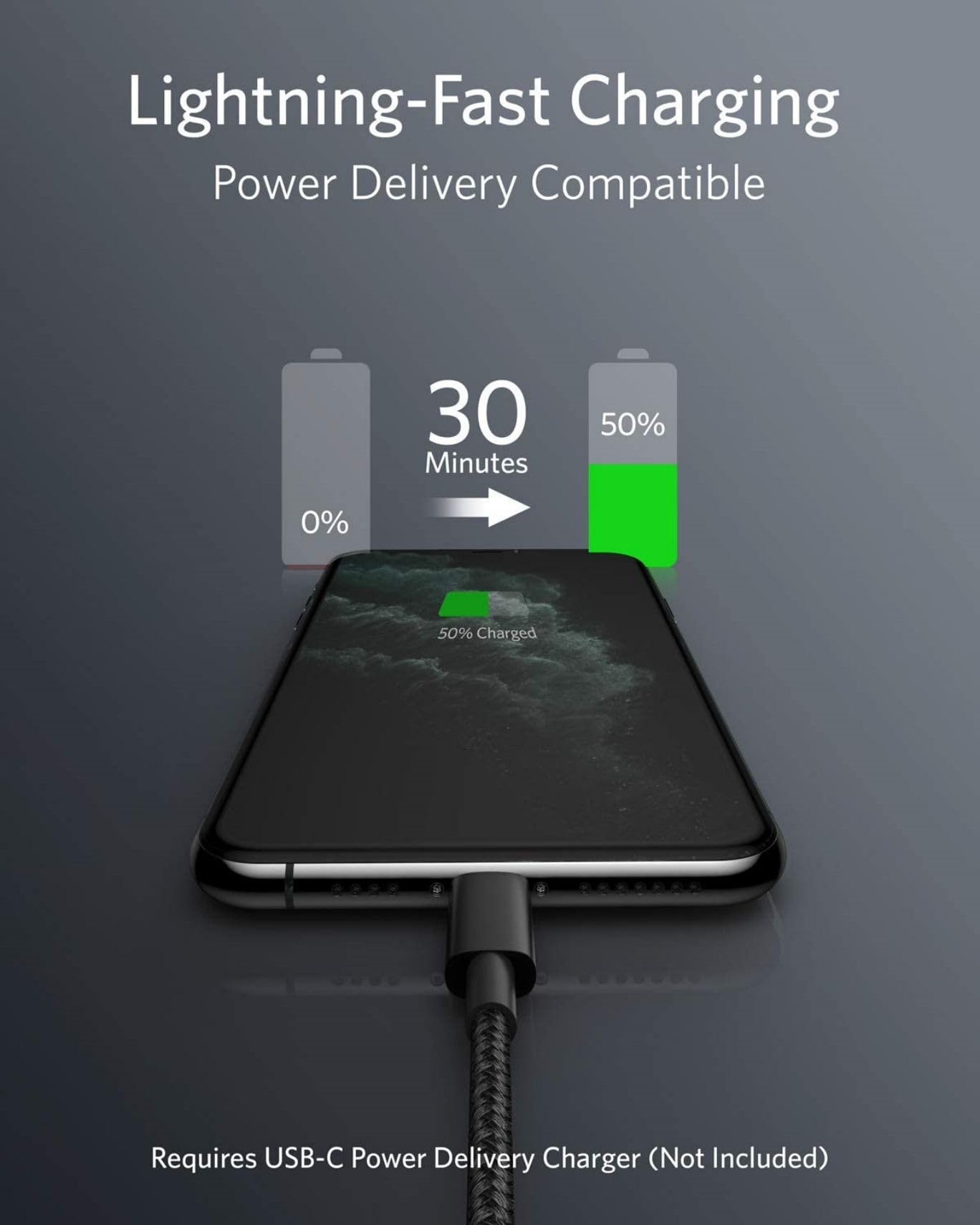 anker-331-usb-c-lightning-kabel-100cm-nylon-mfi-schwarz image 2