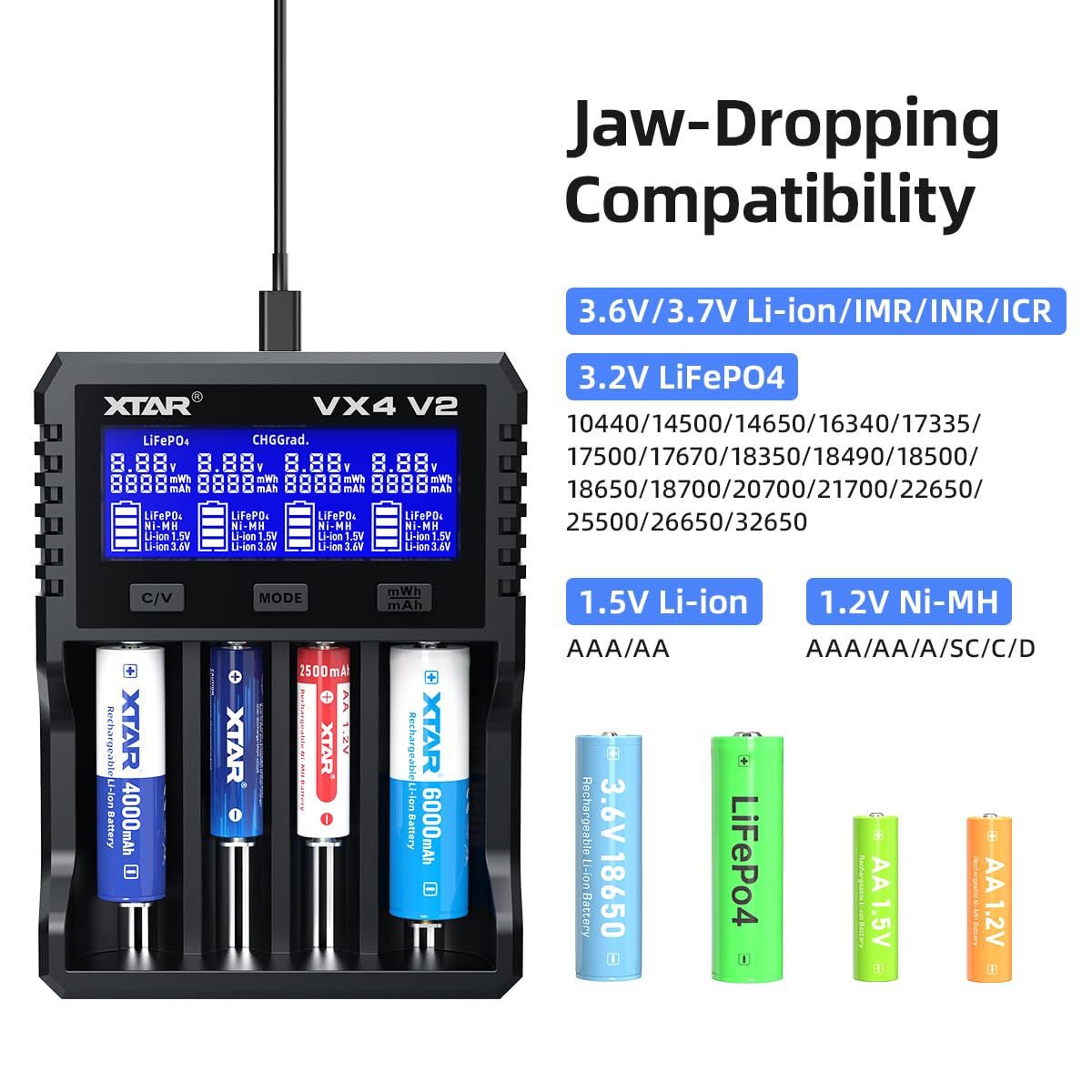 xtar-vx4-v2-mix-charger-akku-ladeger-t-4-schacht-tester image 2