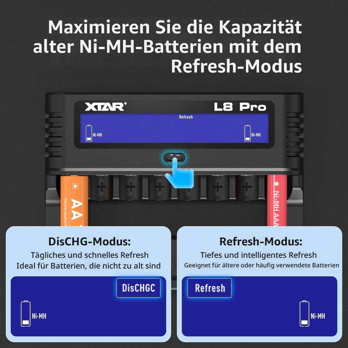 xtar-l8-pro-8-fach-ladeger-t-aa-aaa-usb-c-mit-lcd-refresh image 3