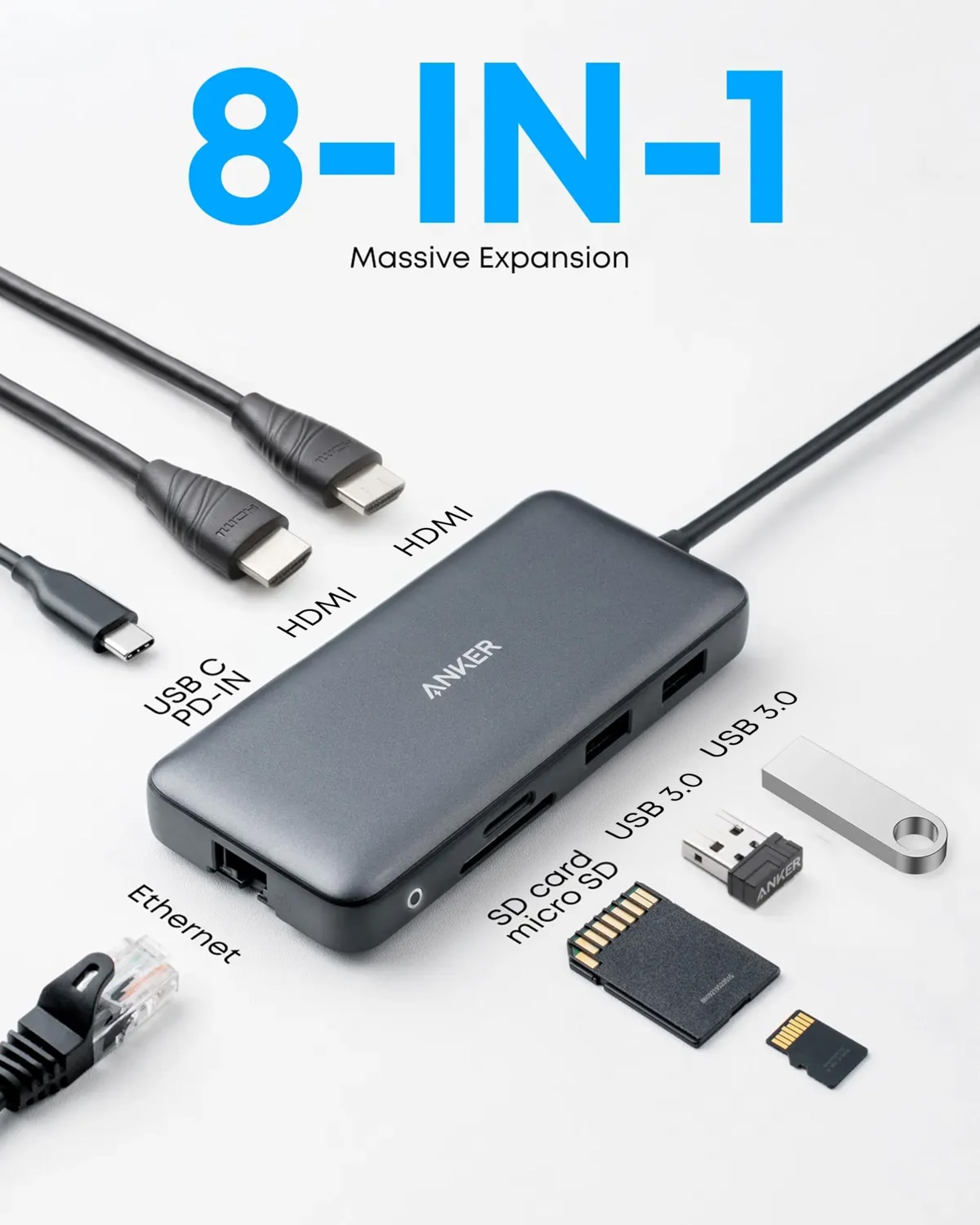anker-chargers-8-in-1-usb-c-hub-2x-hdmi-4k-85w-schwarz image 2