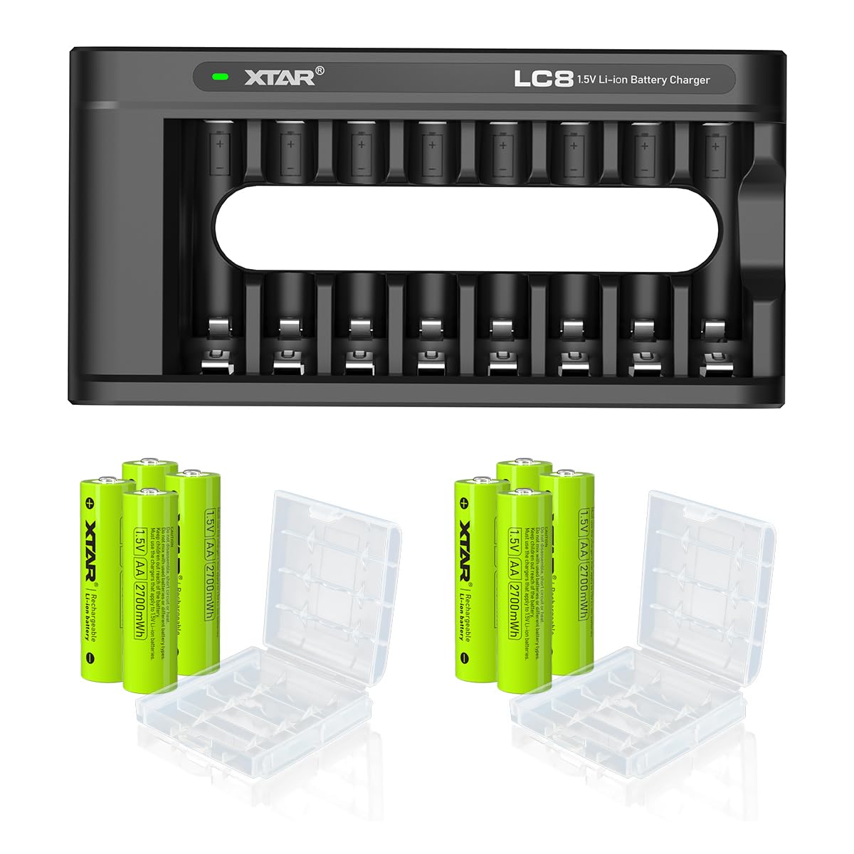 xtar-retail-special-charger-aa-akku-set-8x-1-5v-lc8 image 1