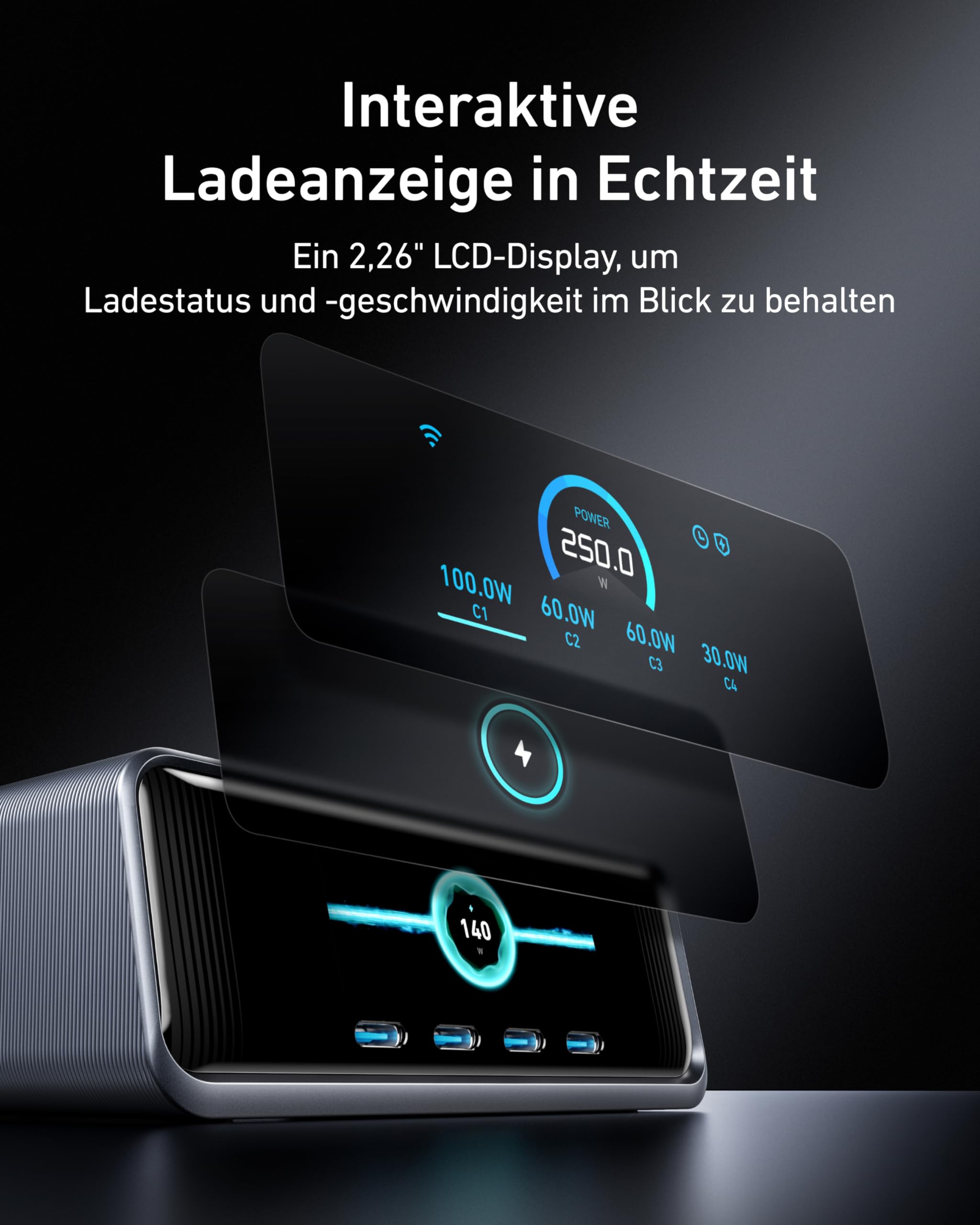 anker-prime-250w-usb-c-ladeger-t-6-port-gan-display image 4