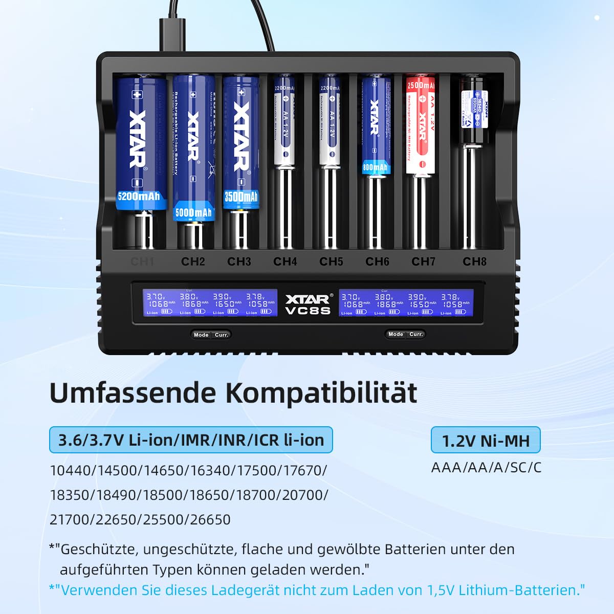 xtar-vc8s-akkuladeger-t-8-sch-chte-f-r-18650-und-aa image 2