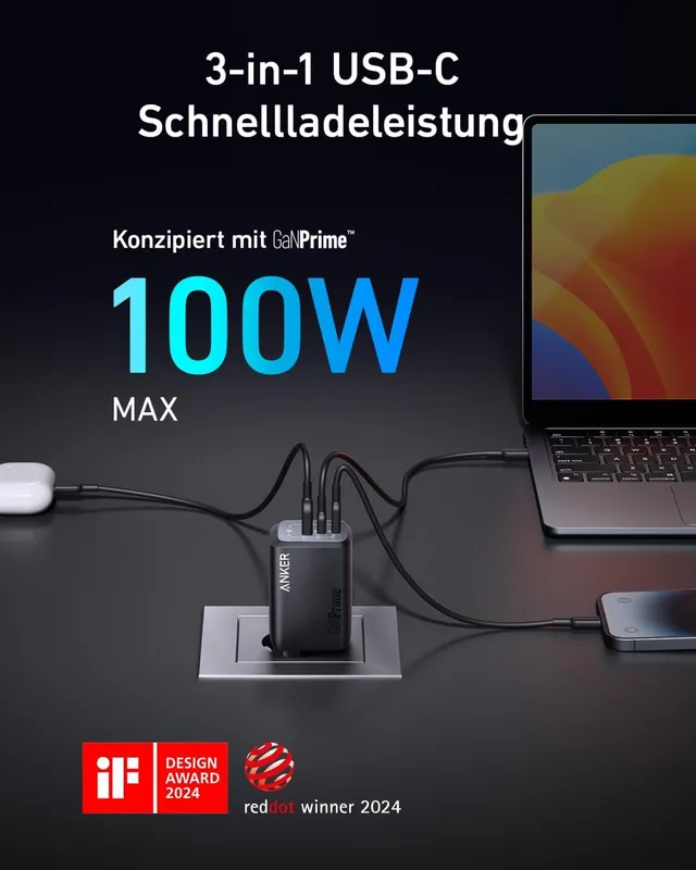 anker-prime-100w-gan-usb-c-ladeger-t-3-port-klappbar image 1
