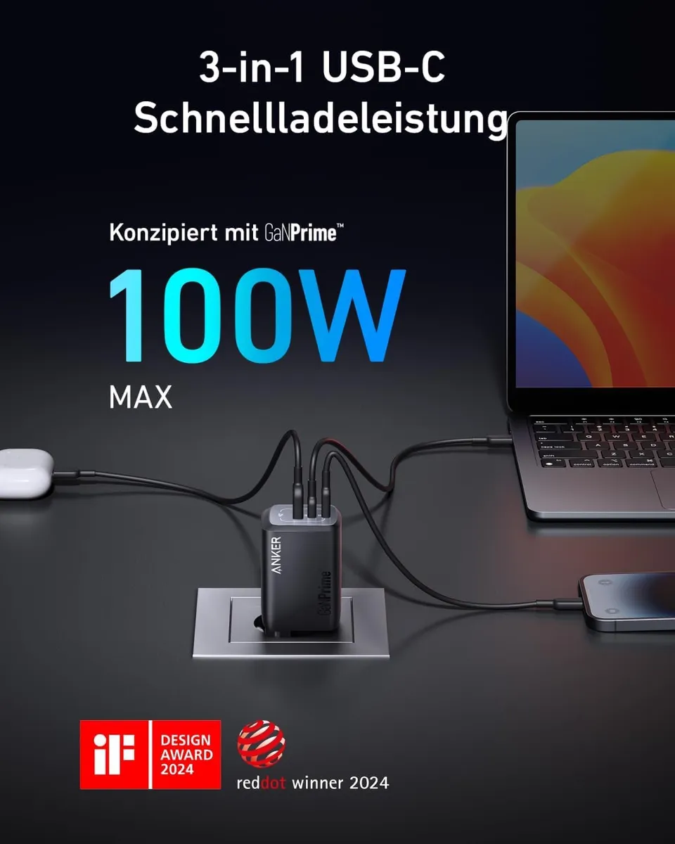 anker-prime-100w-gan-usb-c-ladeger-t-3-port-klappbar image 1