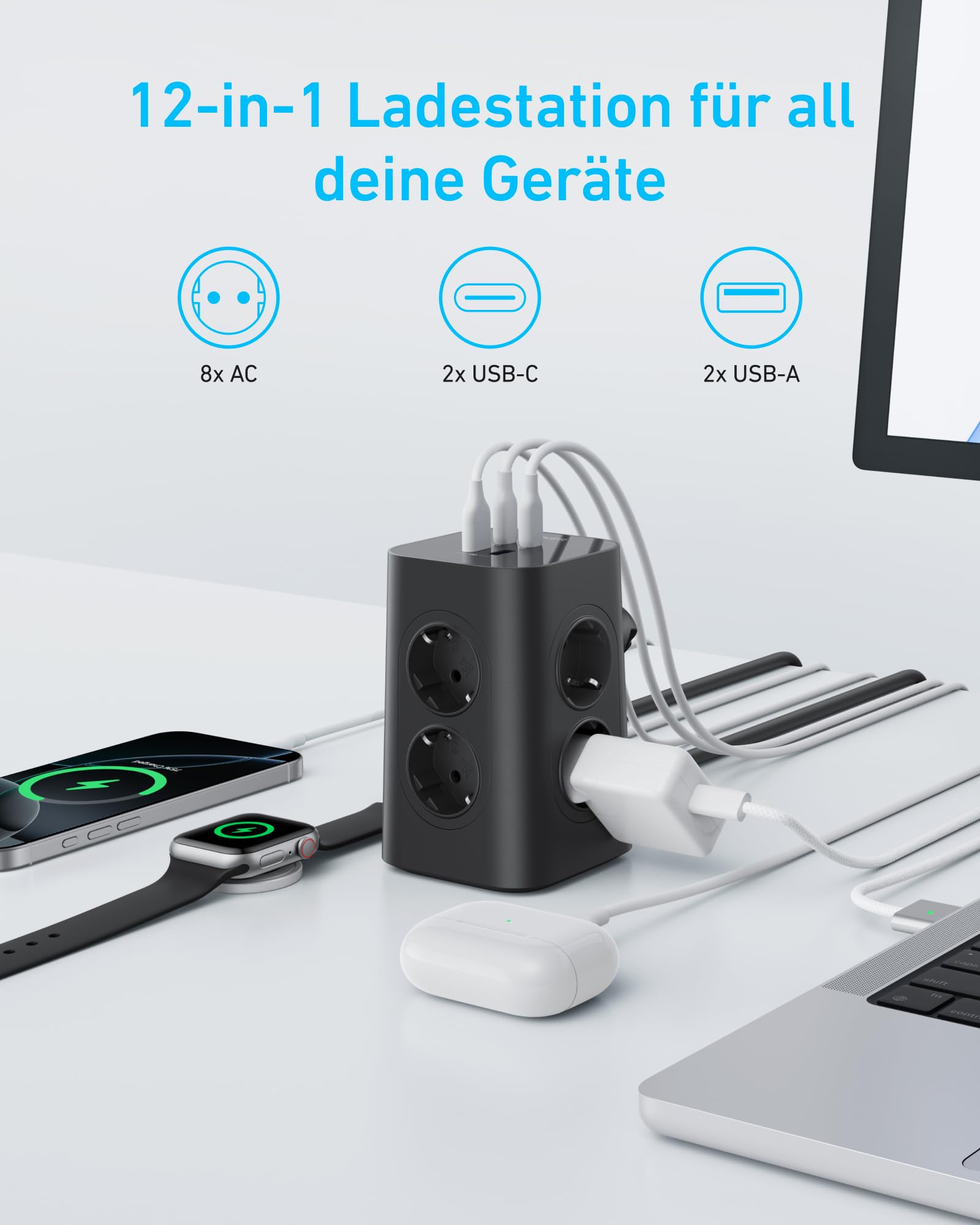 anker-12-in-1-mehrfachsteckdose-8-fach-2m-20w-usb-c image 3
