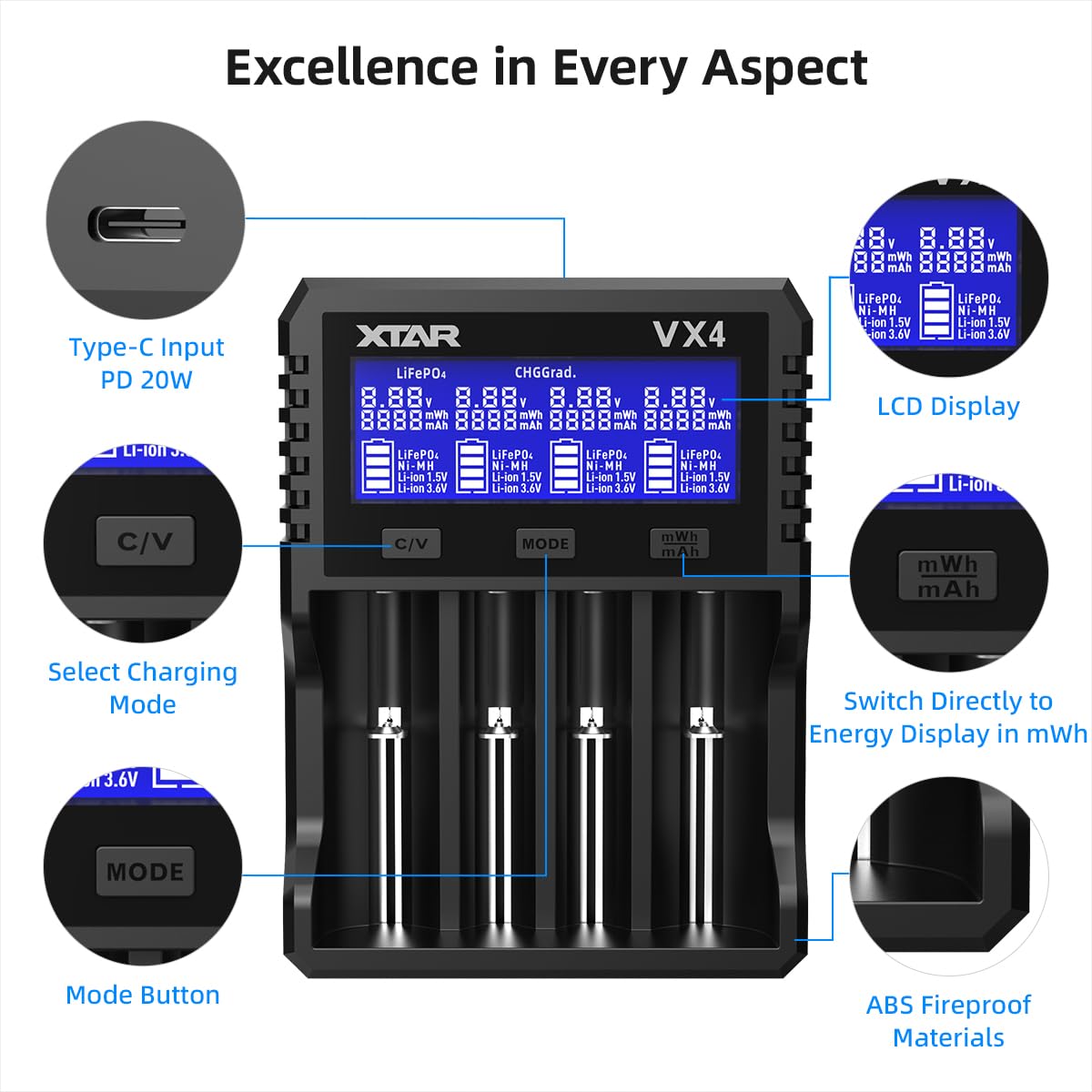 xtar-vx4-v2-mix-charger-akku-ladeger-t-4-schacht-tester image 6