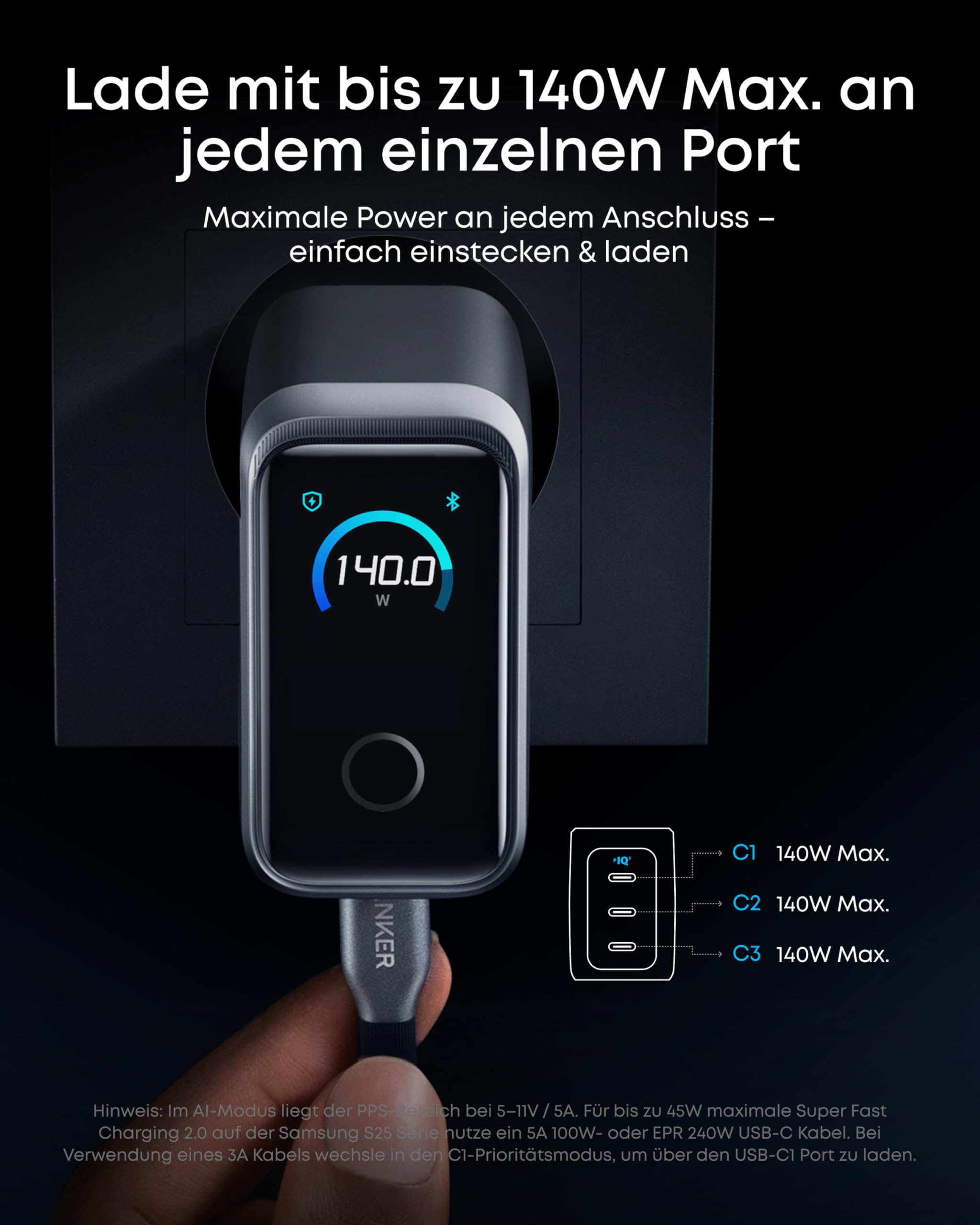 anker-prime-160w-gan-usb-c-ladeger-t-3-port-mit-display image 4