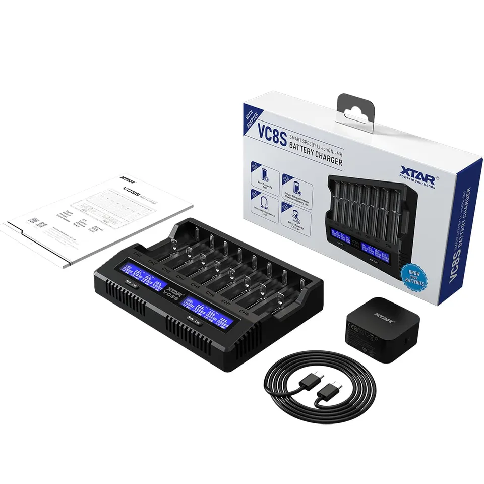 xtar-vc8s-batterieladeger-t-8-fach-usb-c-mit-pd45w-adapter image 1