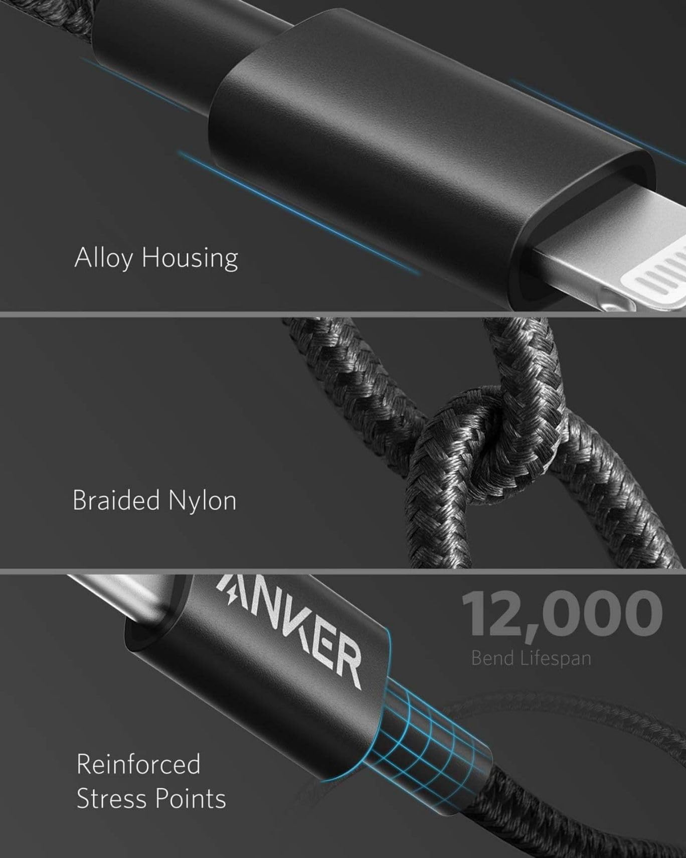anker-331-usb-c-lightning-kabel-100cm-nylon-mfi-schwarz image 5