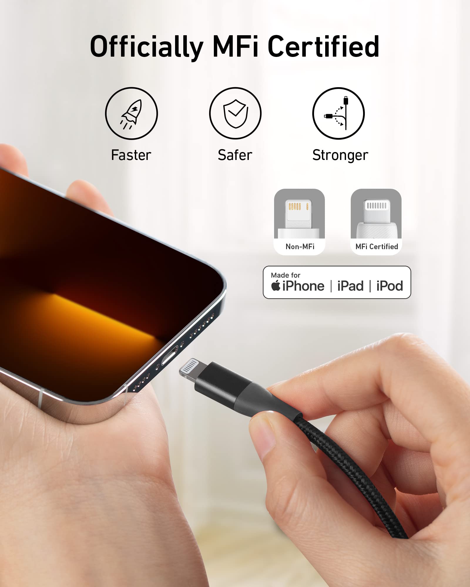 anker-551-lightning-ladekabel-3m-schwarz-nylon-mfi image 3