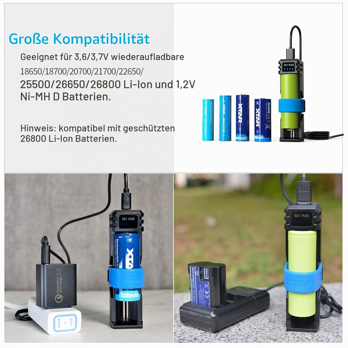 xtar-sc1-plus-akkuladeger-t-3a-f-r-18650-21700-26800 image 2