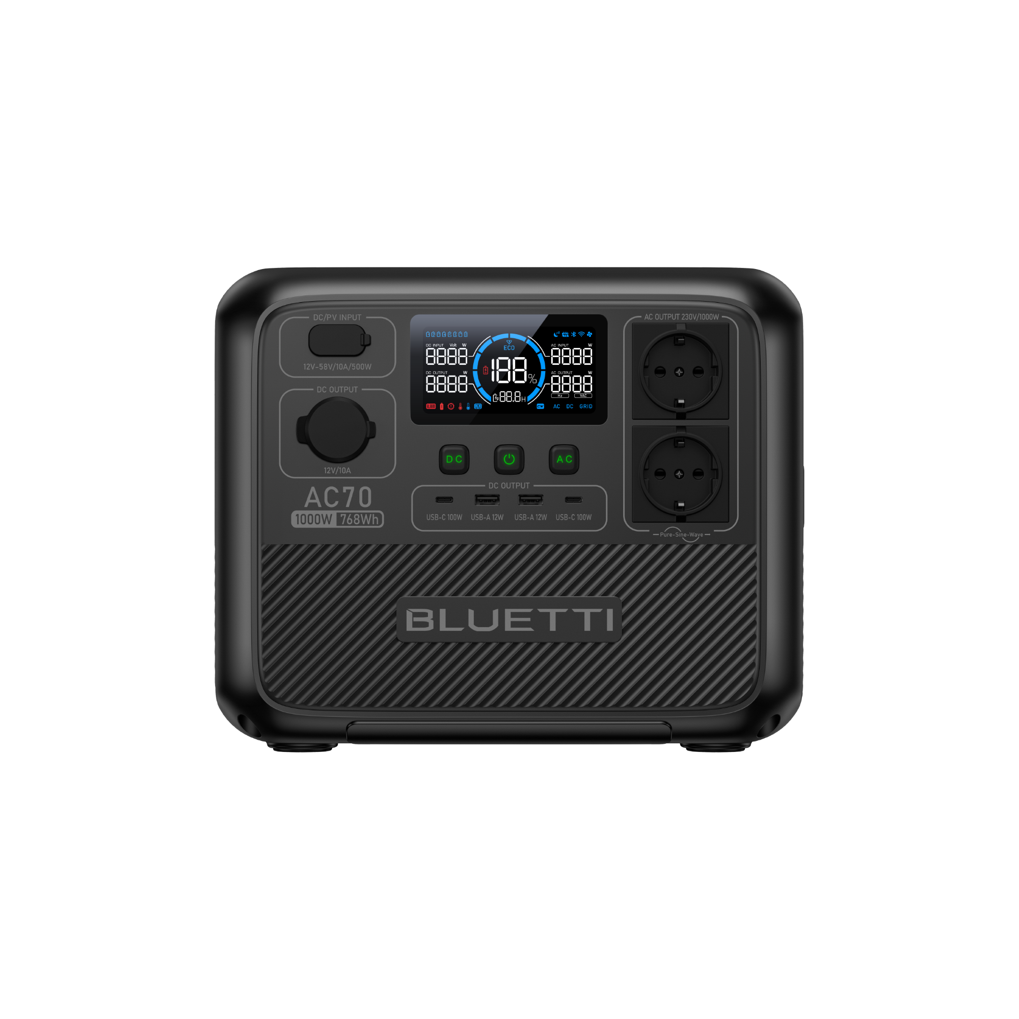 bluetti-ac70-1000w-768wh-powerstation-100w-solar-kit-lifepo4 image 2