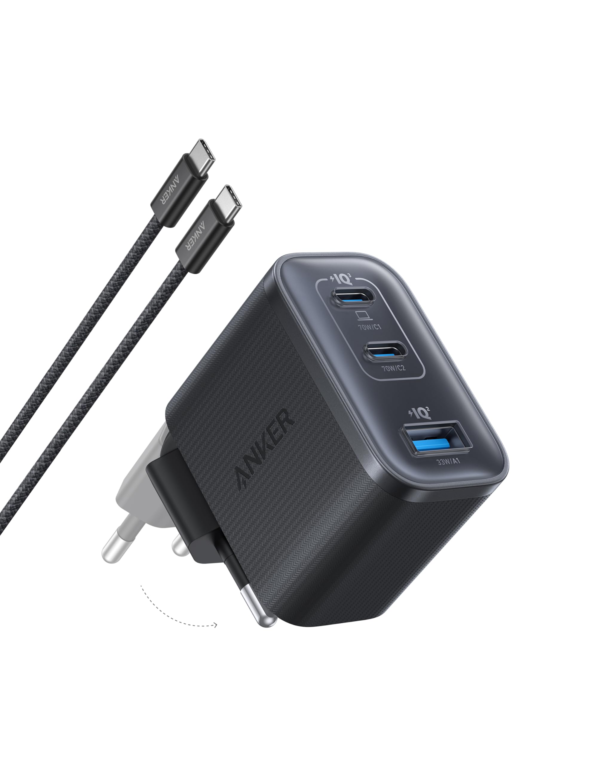 anker-nano-ladeger-t-70w-3-port-schwarz-usb-c image 1