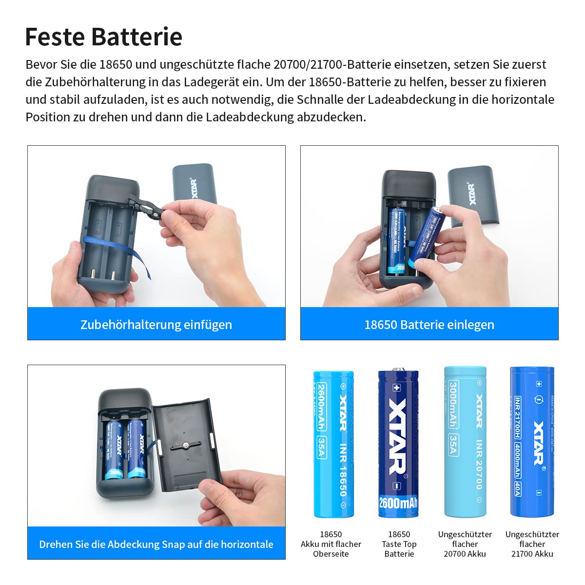 xtar-pb2sl-pb-charger-18650-21700-blau-ohne-akku image 3