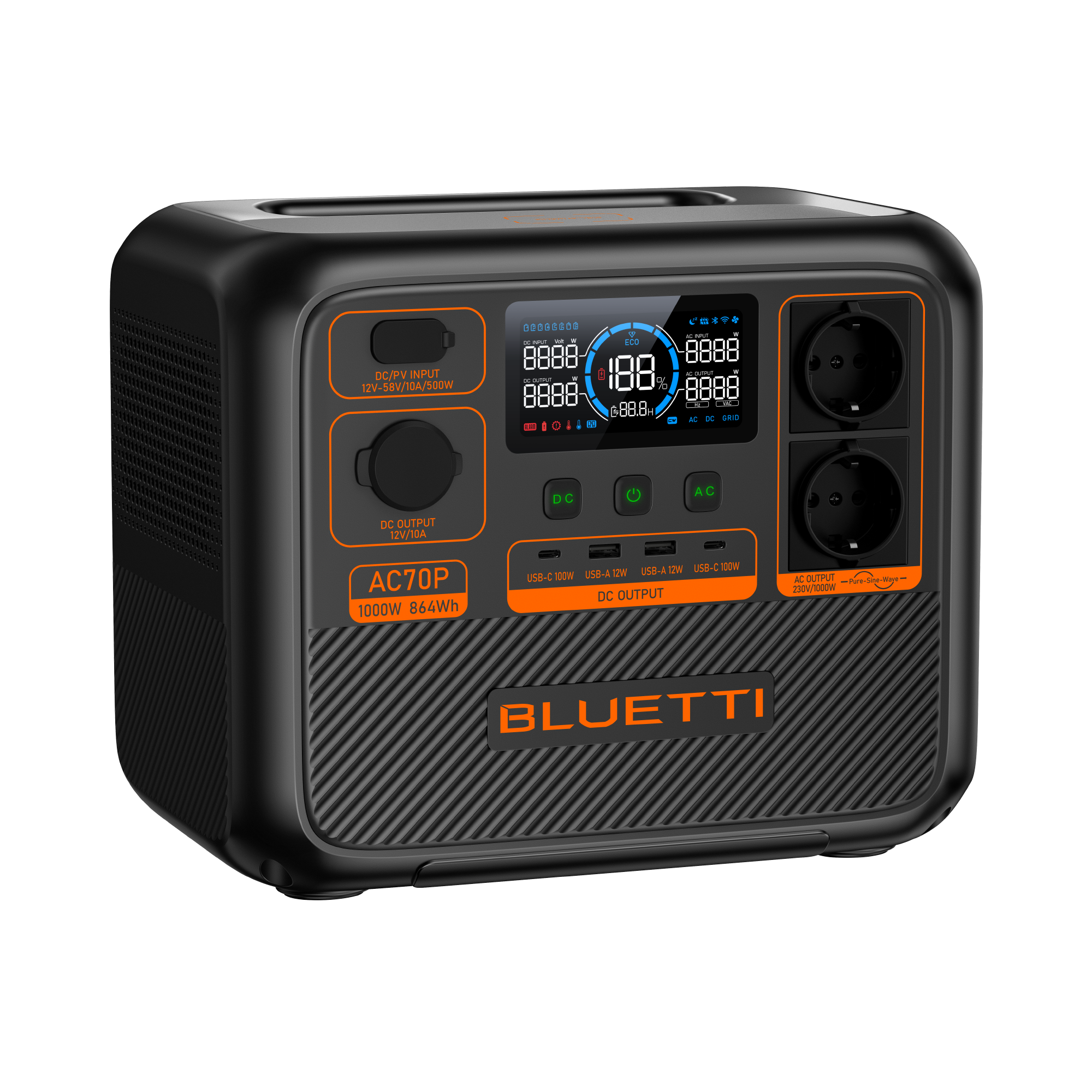bluetti-ac70p-powerstation-1000-w-864-wh image 2