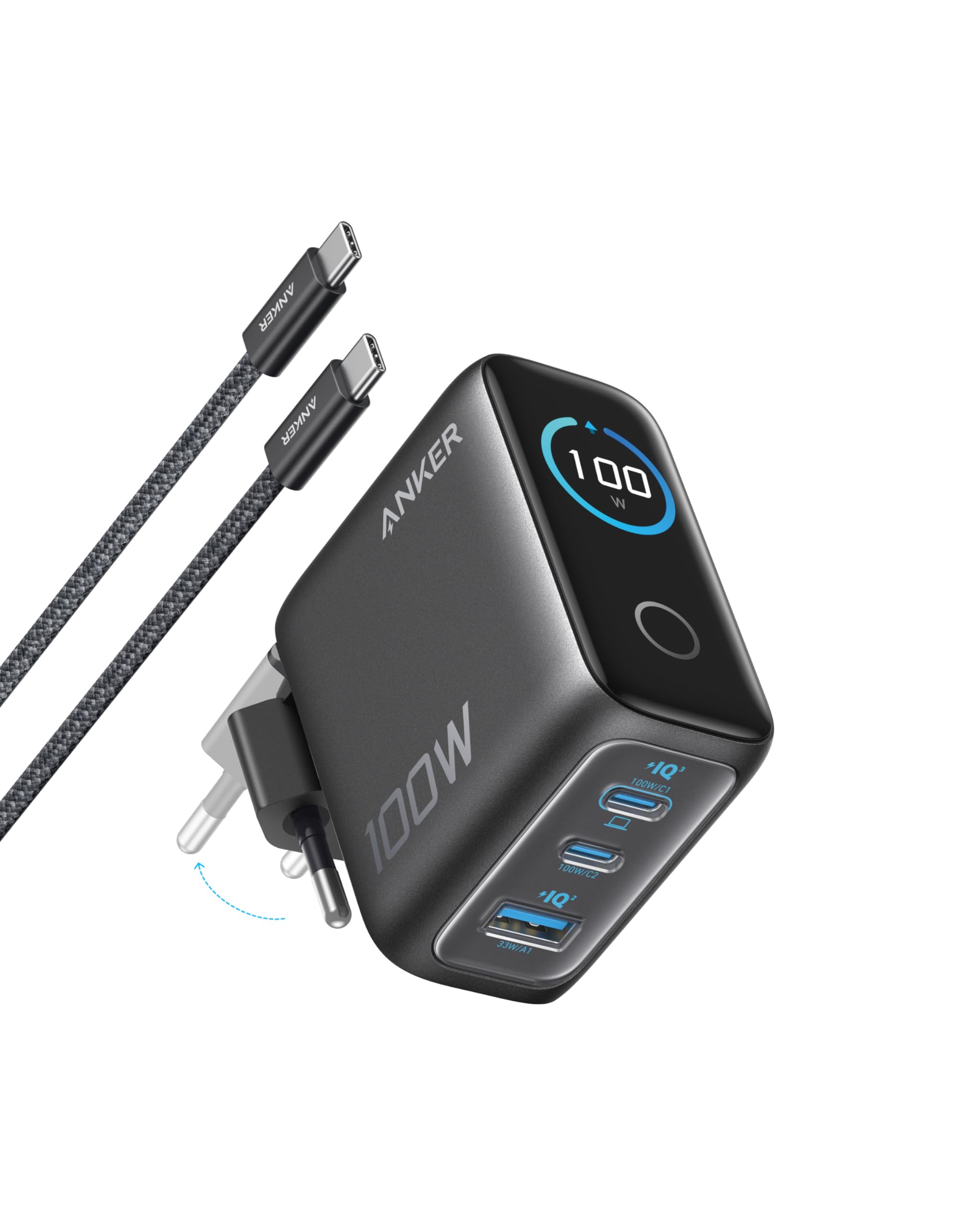 anker-chargers-usb-c-ladeger-t-100w-dunkelgrau-display image 1
